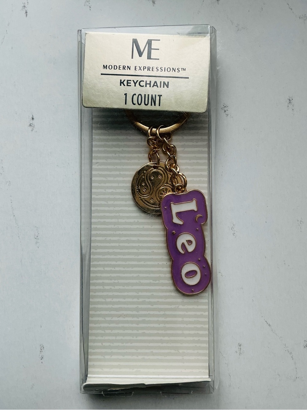 Modern Expressions Libra Purple & Gold 1 Count Keychain Metal 738569 Zodiac NIB
